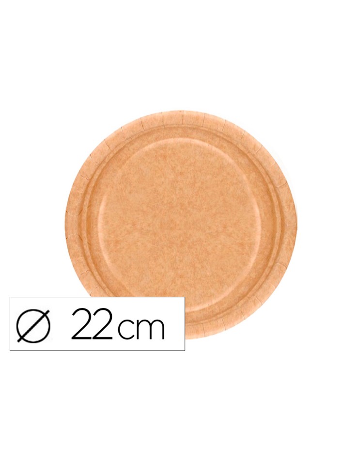 Plato carton biodegradable marron 22 cm paquete de 50 unidades Plato carton biodegradable marron 22 cm paquete de 50 unidades