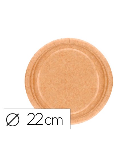Plato carton biodegradable marron 22 cm paquete de 50 unidades