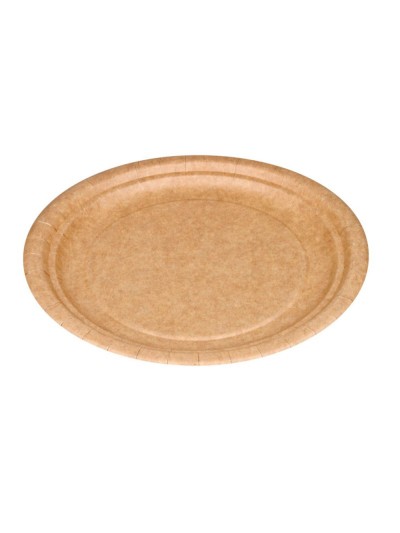 Plato carton biodegradable marron 22 cm paquete de 50 unidades