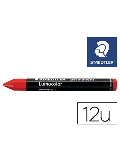 Cera staedtler para marcar rojo lumocolor permanente omnigraph 236 caja de 12 unidades