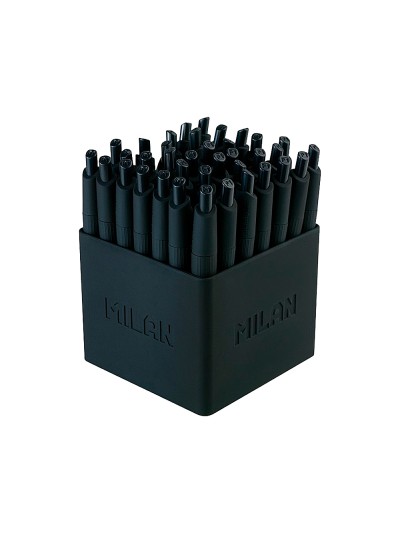 Boligrafo milan p1 retractil 1 mm touch mini negro expositor de 40 unidades
