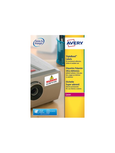 Etiqueta adhesiva avery poliester super adherente blanca 45,7x25,4 mm laser pack de 800 unidades