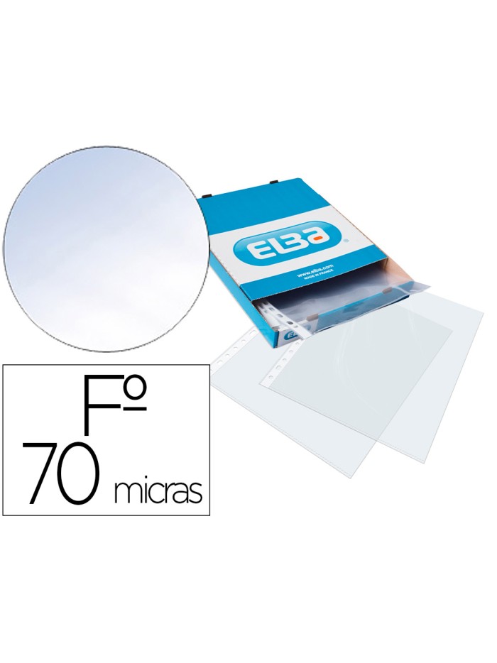 Funda multitaladro elba standard folio 70 micras cristal caja de 100 unidades Funda multitaladro elba standard folio 70 micras cristal caja de 100 unidades