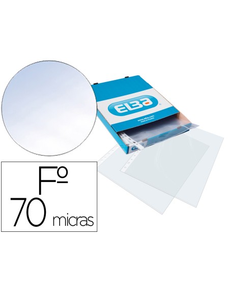 Funda multitaladro elba standard folio 70 micras cristal caja de 100 unidades