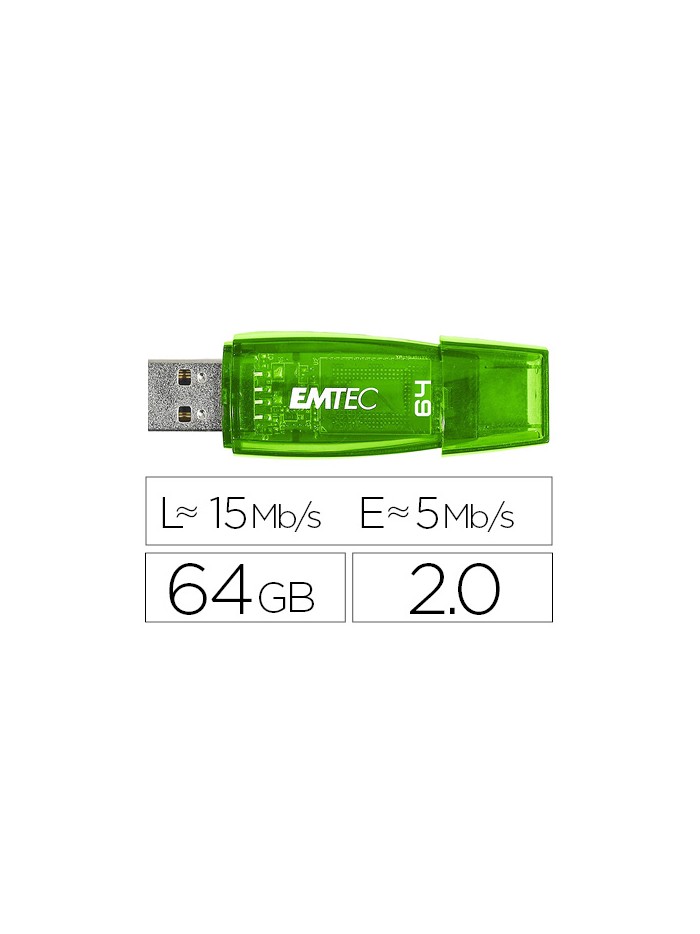 Memoria usb emtec flash c410 64 gb 2.0 verde Memoria usb emtec flash c410 64 gb 2.0 verde