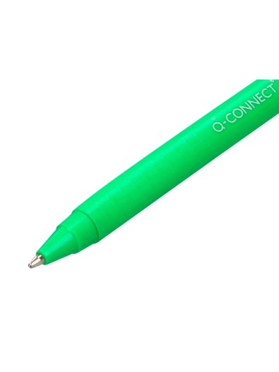 Boligrafo q-connect retractil kf14625 biodegradable verde tinta azul