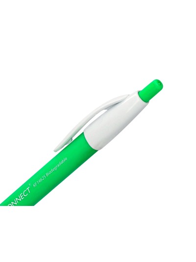 Boligrafo q-connect retractil kf14625 biodegradable verde tinta azul