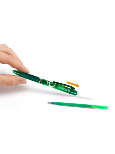 Recambio boligrafo q-connect retractil kf11060 borrable verde caja de 3 unidades