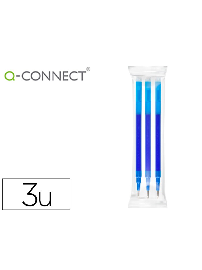 Recambio boligrafo q-connect retractil kf11058 borrable azul caja de 3 unidades Recambio boligrafo q-connect retractil kf11058 borrable azul caja de 3 unidades