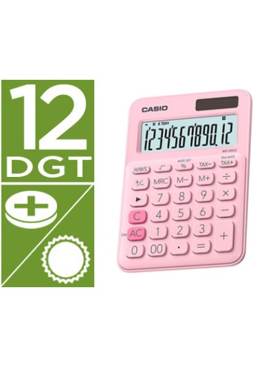 Calculadora casio ms-20uc-pk sobremesa 12 digitos tax +/- color rosa