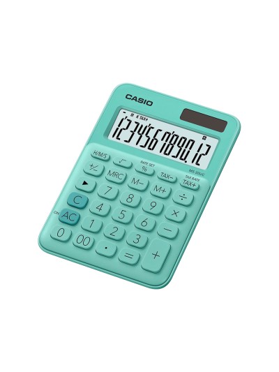 Calculadora casio ms-20uc-gn sobremesa 12 digitos tax +/- color verde