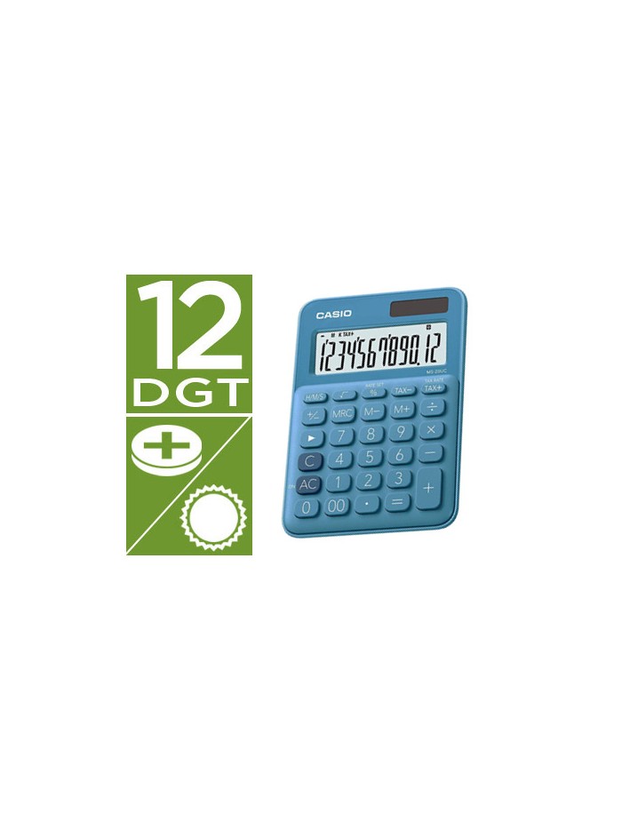Calculadora casio ms-20uc-bu sobremesa 12 digitos tax +/- color azul Calculadora casio ms-20uc-bu sobremesa 12 digitos tax +/- color azul