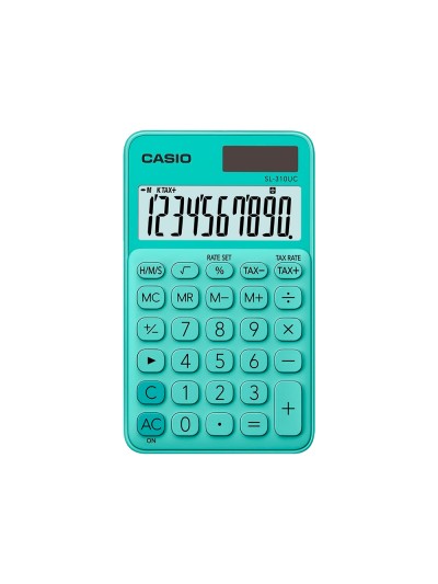 Calculadora casio sl-310uc-gn bolsillo 10 digitos tax +/- tecla color verde