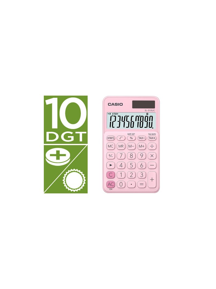 Calculadora casio sl-310uc-pk bolsillo 10 digitos tax +/- tecla doble cero color rosa Calculadora casio sl-310uc-pk bolsillo 10 digitos tax +/- tecla doble cero color rosa