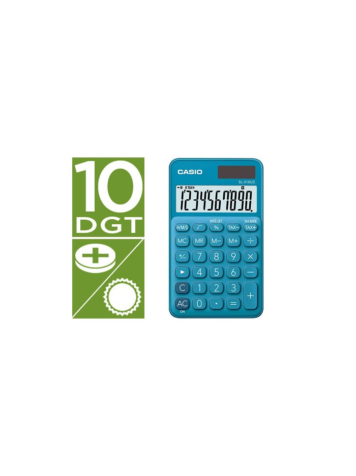 Calculadora casio sl-310uc-bu bolsillo 10 digitos tax +/- tecla color azul Calculadora casio sl-310uc-bu bolsillo 10 digitos tax +/- tecla color azul