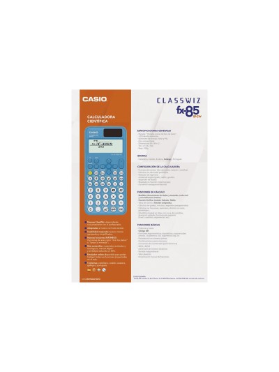 Calculadora casio fx-85sp cw iberia solar cientifica +300 funciones 9 memorias 15+10+2 digitos 16 mb flash con tapa