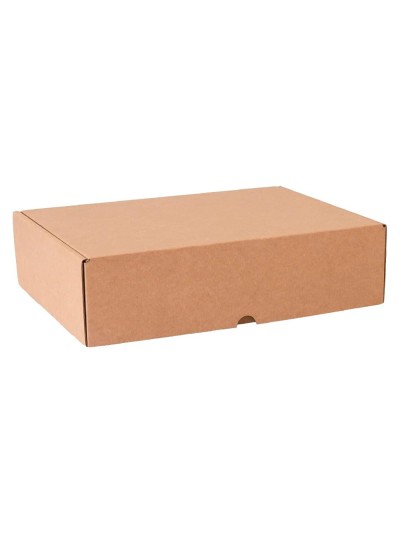 Caja automontable q-connect para e-commerce y regalo carton reciclado canal simple 3 mm kraft 430x320x150 mm