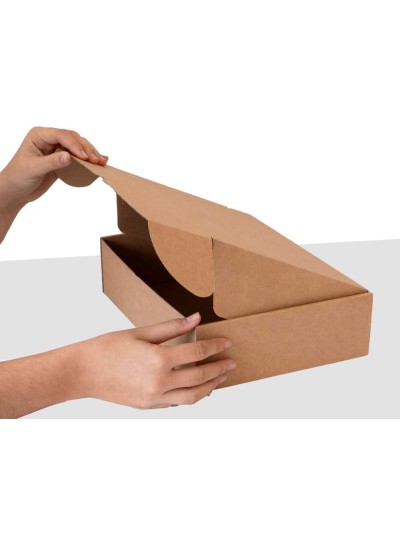 Caja automontable q-connect para e-commerce y regalo carton reciclado canal simple 3 mm kraft 430x320x150 mm