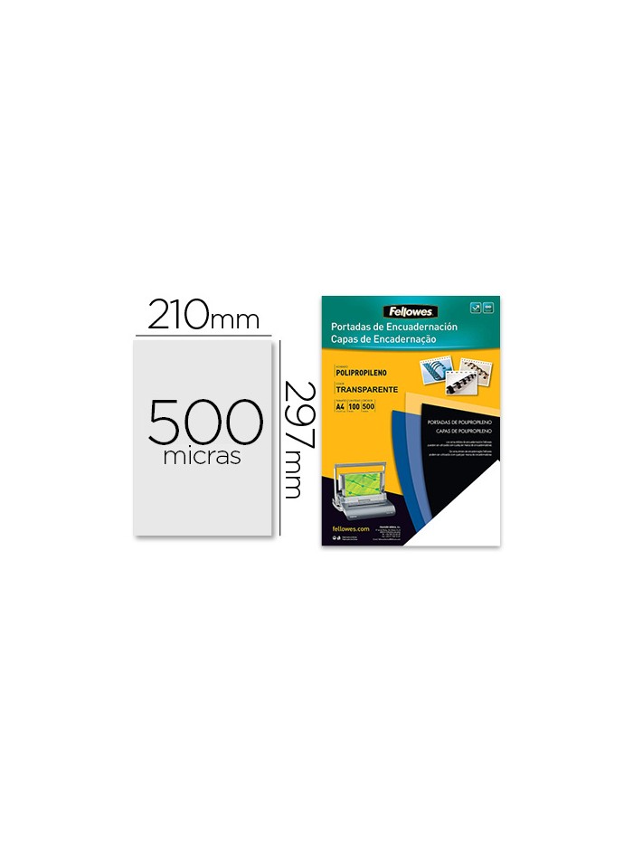 Tapa de encuadernacion fellowes din a4 polipropileno transparente 450 micras pack de 100 unidades Tapa de encuadernacion fellowes din a4 polipropileno transparente 450 micras pack de 100 unidades