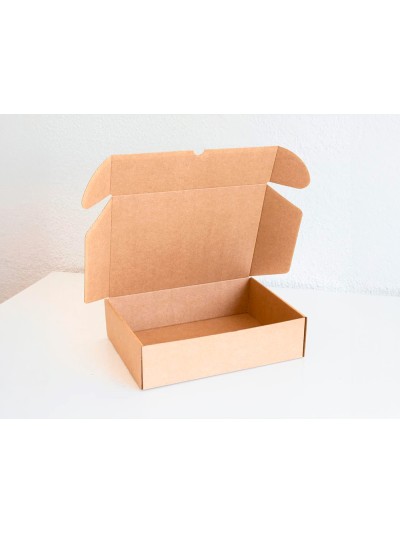 Caja automontable q-connect para e-commerce y regalo carton reciclado canal simple 3 mm kraft 430x320x150 mm