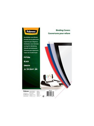 Tapa de encuadernacion fellowes din a4 polipropileno negro 280 micras pack de 100 unidades