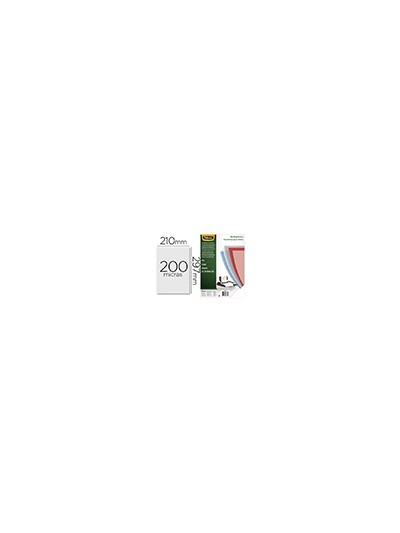 Tapa de encuadernacion fellowes din a4 pvc transparente cristal 200 micras pack de 100 unidades