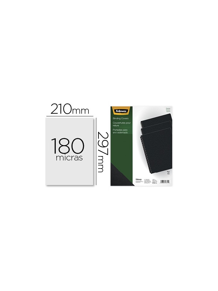 Tapa de encuadernacion fellowes din a4 pvc opaco negro 180 micras pack de 100 unidades Tapa de encuadernacion fellowes din a4 pvc opaco negro 180 micras pack de 100 unidades