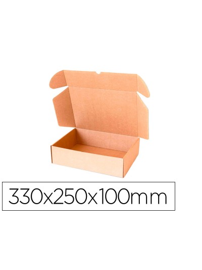 Caja automontable q-connect para e-commerce y regalo carton reciclado canal simple 3 mm kraft 330x250x100 mm