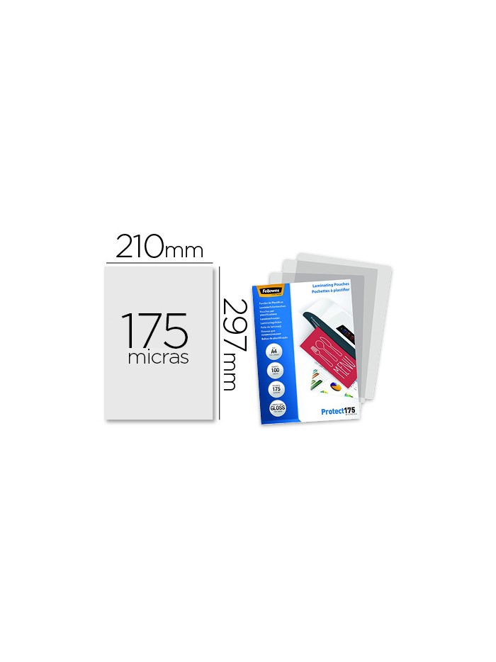 Bolsa de plastificar fellowes brillo din a4 175 mc pack 100 unidades Bolsa de plastificar fellowes brillo din a4 175 mc pack 100 unidades