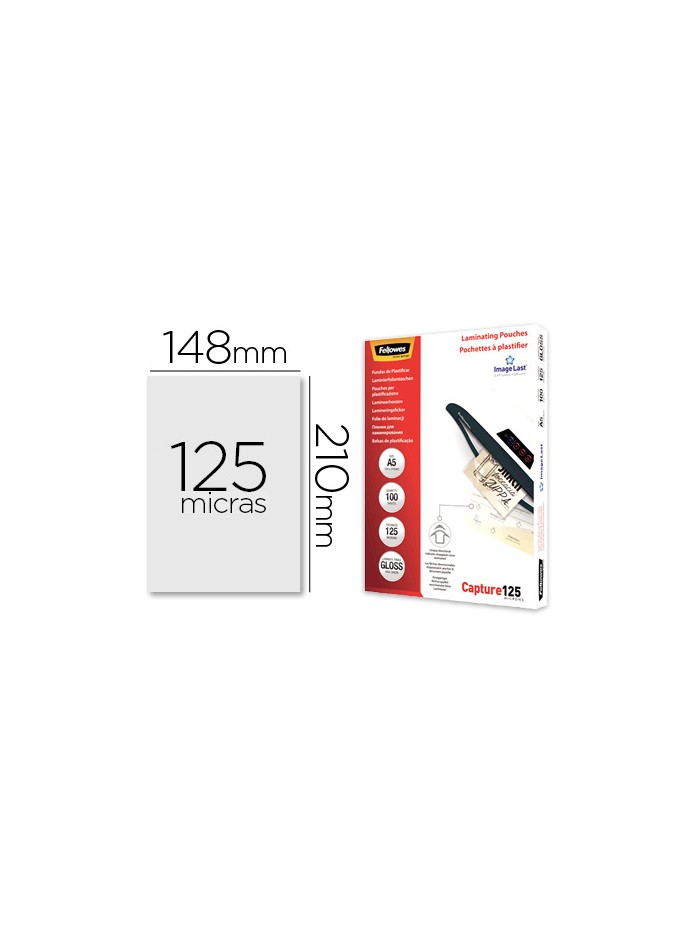 Bolsa de plastificar fellowes brillo din a5 125 mc pack 100 unidades Bolsa de plastificar fellowes brillo din a5 125 mc pack 100 unidades