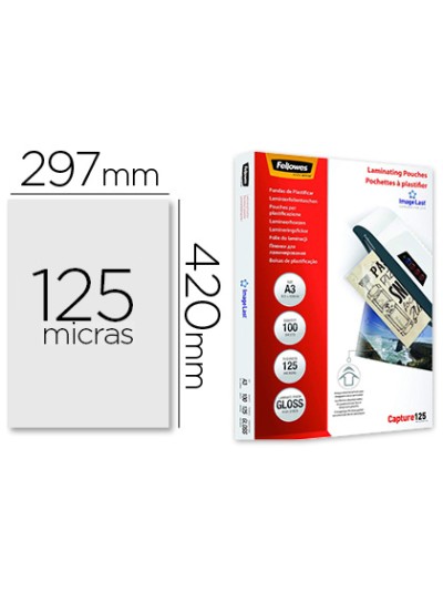 Bolsa de plastificar fellowes brillo din a3 125 mc pack de 100 unidades