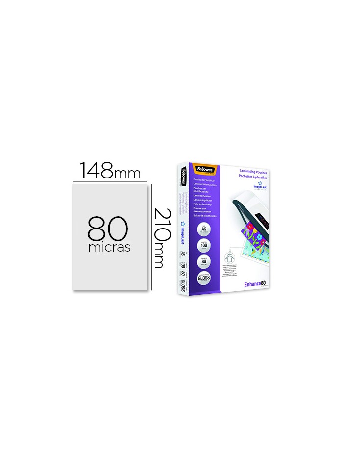 Bolsa de plastificar fellowes brillo din a5 80 mc pack 100 unidades Bolsa de plastificar fellowes brillo din a5 80 mc pack 100 unidades
