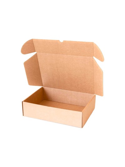 Caja automontable q-connect para e-commerce y regalo carton reciclado canal simple 3 mm kraft 330x250x100 mm