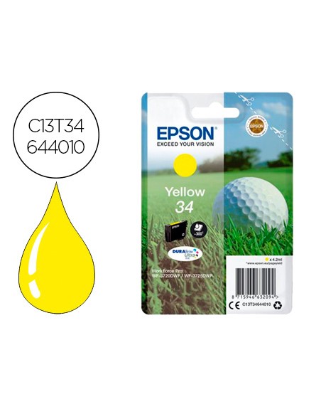 Ink-jet epson 34 workforce pro wf-3720 / wf-3720dwf / wf-3725dwf amarillo 300 paginas