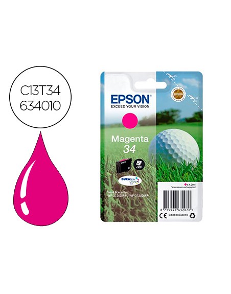 Ink-jet epson 34 workforce pro wf-3720 / wf-3720dwf / wf-3725dwf magenta 300 paginas
