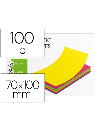 Bloc de notas electrostaticas quita y pon q-connect 70x100 mm 100 hojas 5 colores fluorescentes
