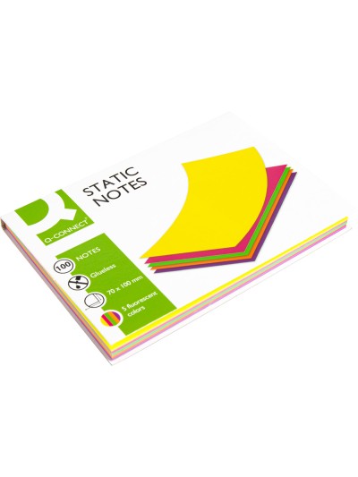 Bloc de notas electrostaticas quita y pon q-connect 70x100 mm 100 hojas 5 colores fluorescentes