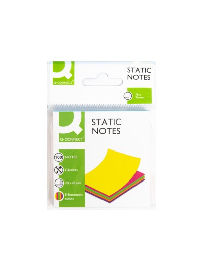 Bloc de notas electrostaticas quita y pon q-connect 70x70 mm 100 hojas 5 colores fluorescentes