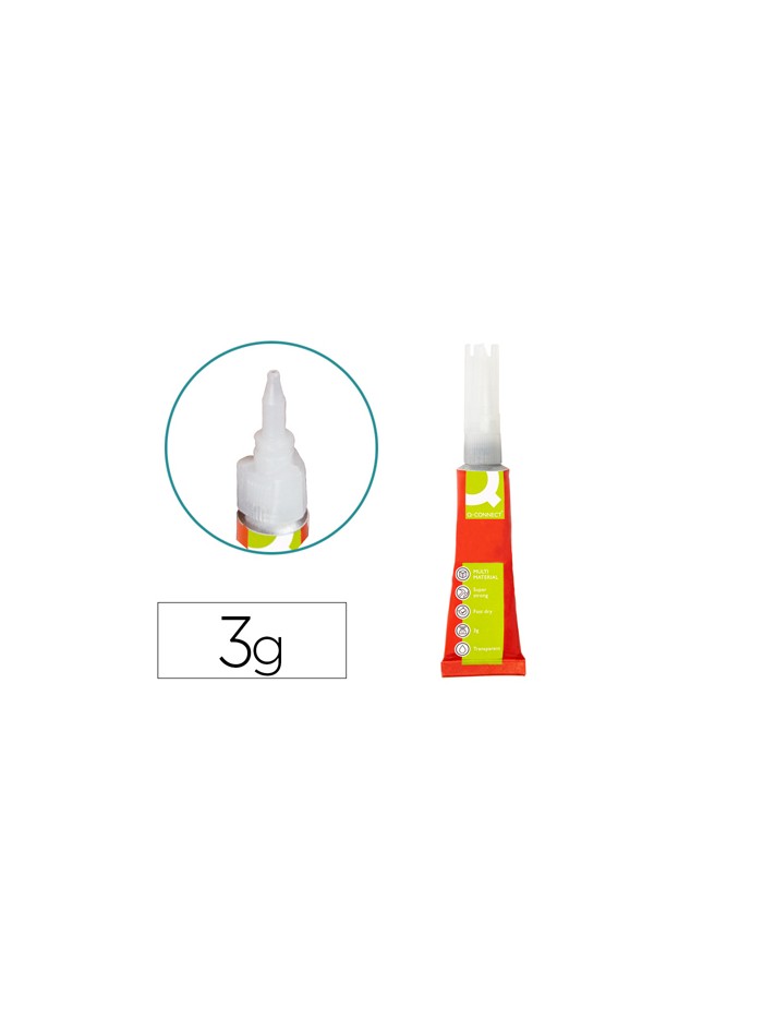 Pegamento q-connect adhesivo instantaneo fuerte 3 gr unidad Pegamento q-connect adhesivo instantaneo fuerte 3 gr unidad