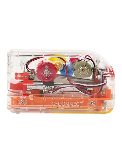 Grapadora electrica q-connect plastico transparente mecanismo de colores capacidad 20 hojas usa grapas