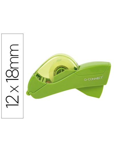 Portarrollo q-connect automatico plastico para cintas de 12 y 19 mm color verde incluye 2 cintas