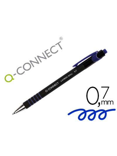 Boligrafo q-connect retractil con grip 0,7 mm color azul