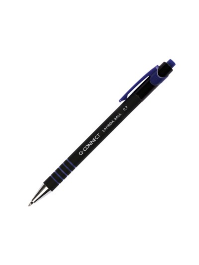 Boligrafo q-connect retractil con grip 0,7 mm color azul