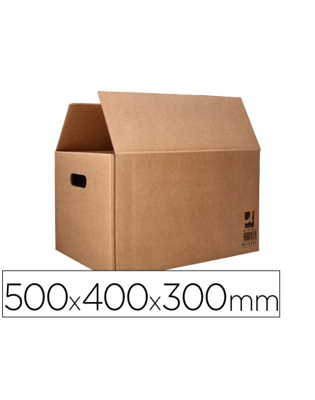 Caja para embalar q-connect americana con fondo automaticoy asas carton canal simple 5 mm color kraft 500x400x300 mm