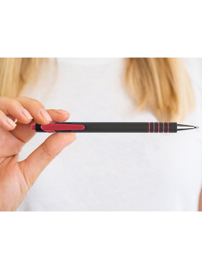 Boligrafo q-connect retractil con grip 0,7 mm color rojo
