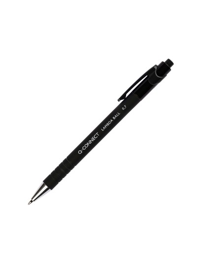Boligrafo q-connect retractil con grip 0,7 mm color negro