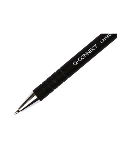 Boligrafo q-connect retractil con grip 0,7 mm color negro