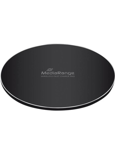 Cargador inalambrico mediarange para smartphones compatible carga rapida qi color negro