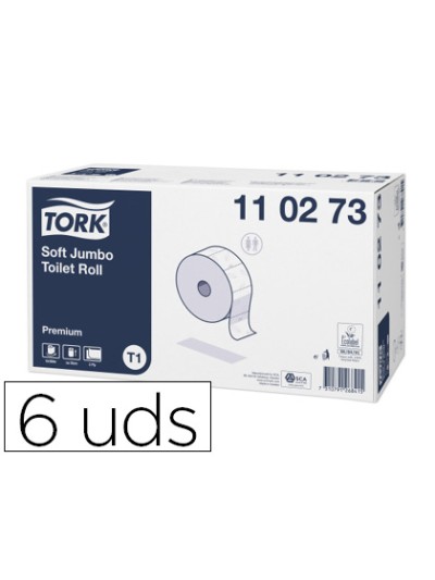 Papel higienico tork jumbo suave 2 capas 360 mt para dispensador t1 paquete de 6 rollos