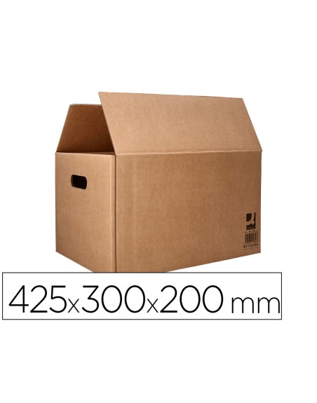 Caja para embalar q-connect americana con fondo automaticoy asas carton canal simple 5 mm color kraft 425x300x200 mm